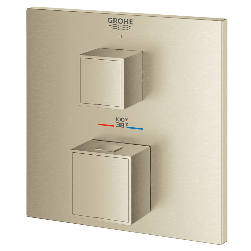 Grohtherm Cube® Single Function 2-Handle Thermostatic Trim, Brushed Nickel Infinity