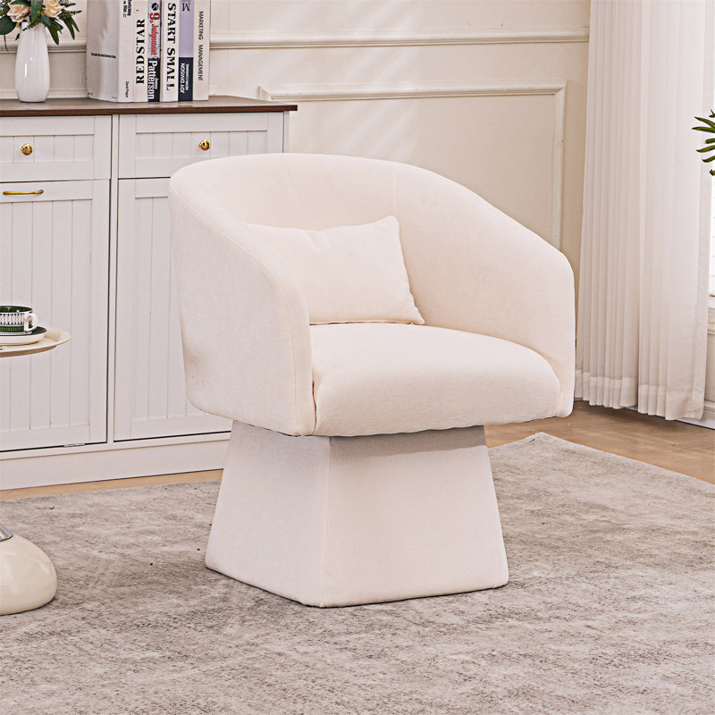 Fauteuil d'appoint pivotant rembourré, Beige