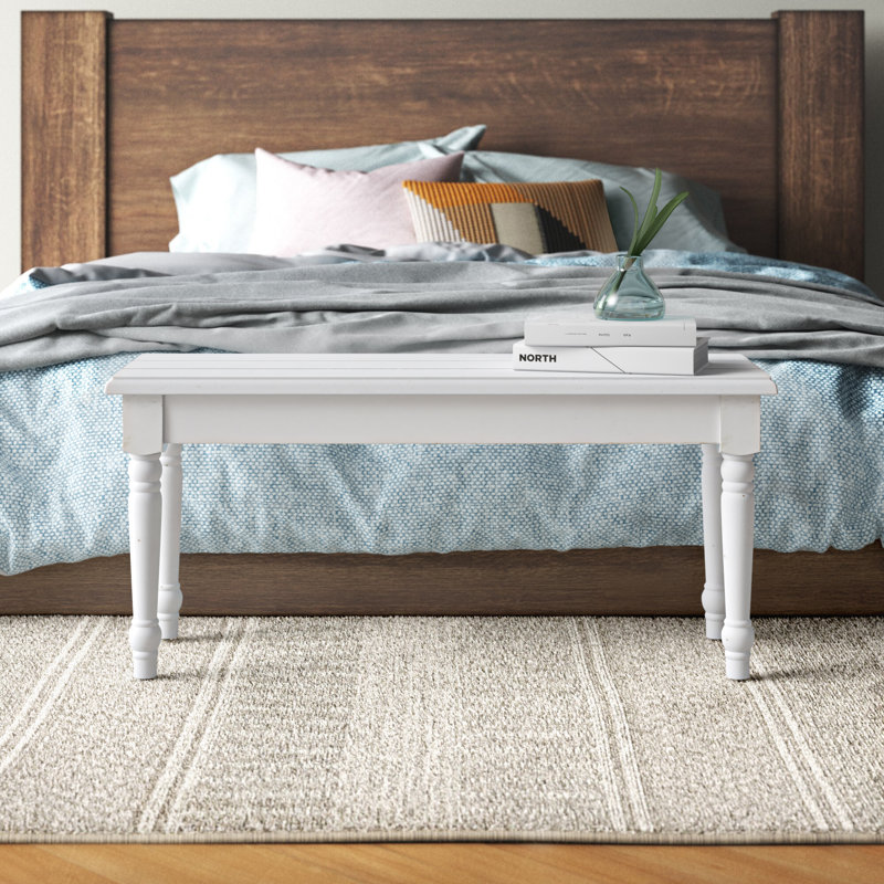 Banc en bois massif Dayanah, Blanc