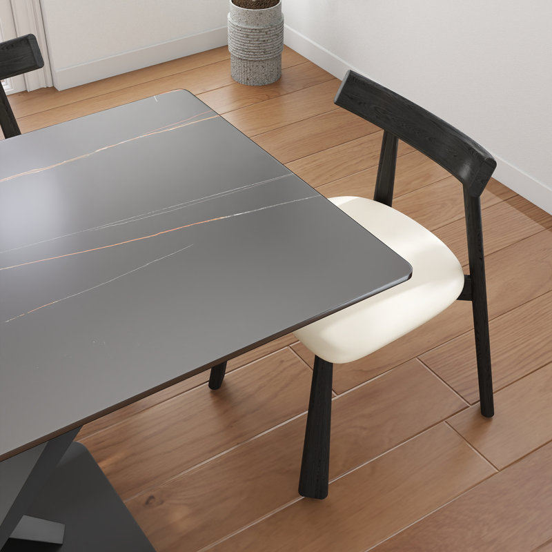 Ensemble de table de salle à manger 7 pièces 7 pièces avec 6 chaises en similicuir, Lauren Blackgold, Beige/noir