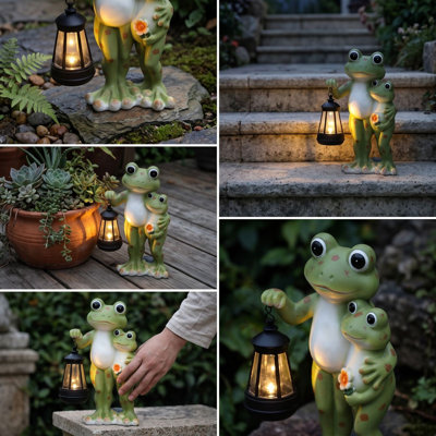 Statue décorative en résine à énergie solaire, idéale pour la décoration de terrasse et de jardin.