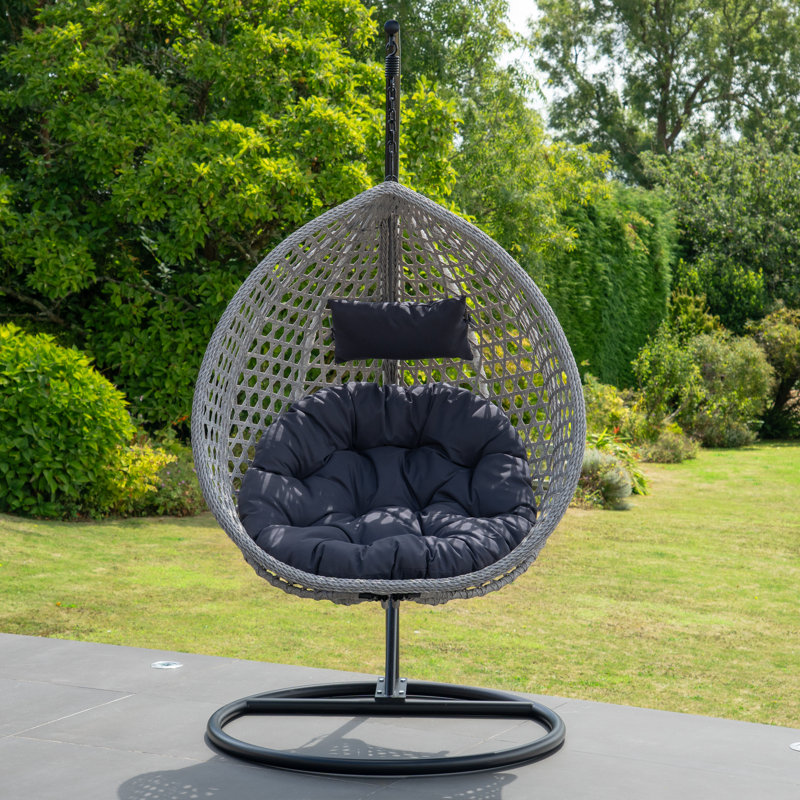 Pawhuska Hanging Swing Single Egg Pod Chair, Dark Grey
