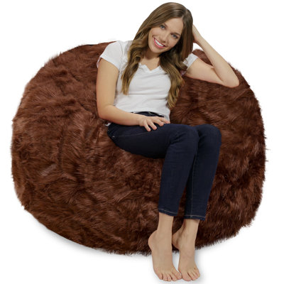 Bean Bag Chair - Giant Faux Fur Classic Memory Foam filled Furniture Bean Bag Pouf for Lounging, Reading, Gaming and Watching TV for Adults - Big Sofa by Chill Sack