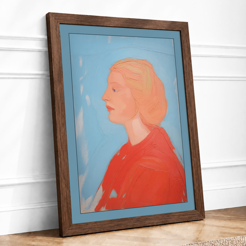 Profile in Red Modern - Framed Print, A2 - 59.4 x 42.0 cm, Walnut