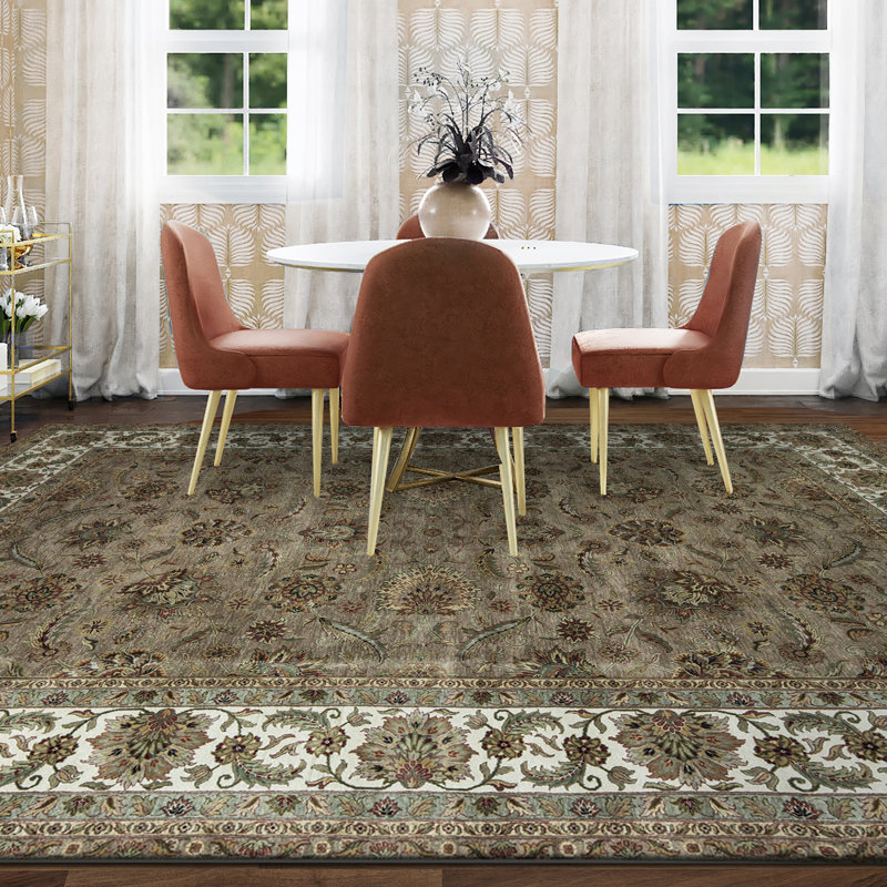 Mountain King Wool Oriental Area Rug in Gray/Ivory