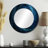 Blue Swirl Wave Spiral V - Abstract Spirals Unique Wall Mirror Decor, Blue Large Round Mirror, Printed Metal Art-99621598