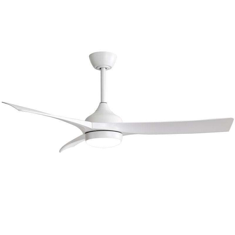 52 Inch Modern Ceiling Fan with 18W LED Light and Remote Control 3 ABS Blades Noiseless Reversible DC Motor, White