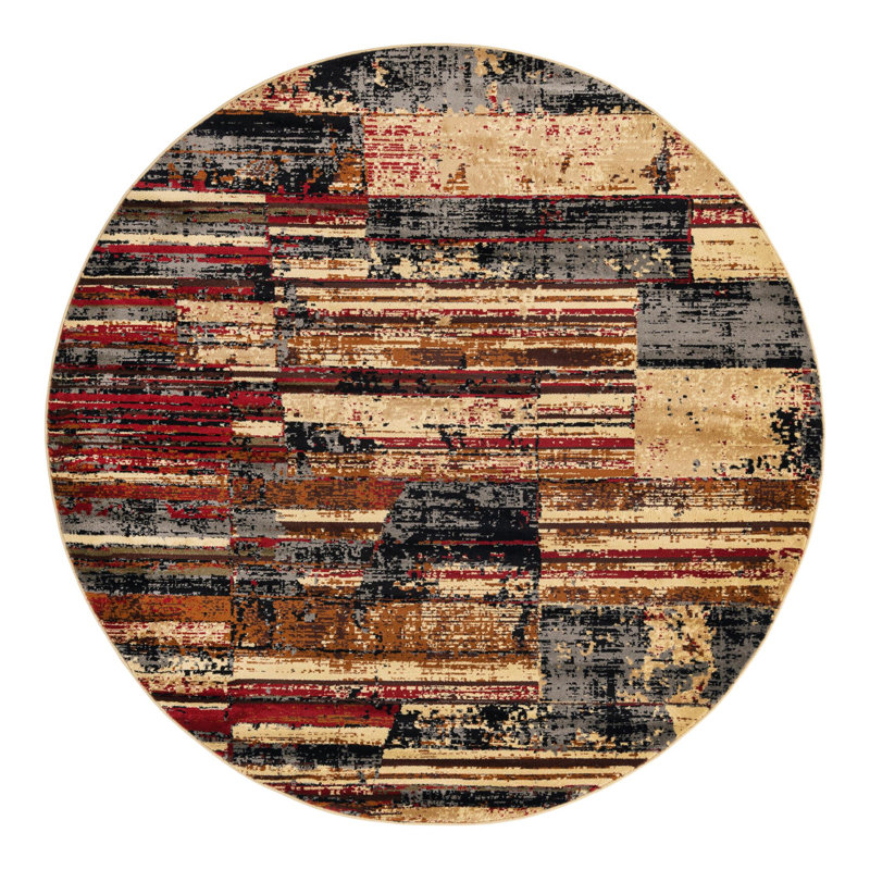 Knowle Geometric Indoor Rug, Round 7'1"