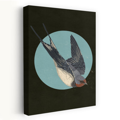 «Swallow In Blue Circle Retro Rustic Vintage Bird Nature Wildlife», reproduction d'art murale