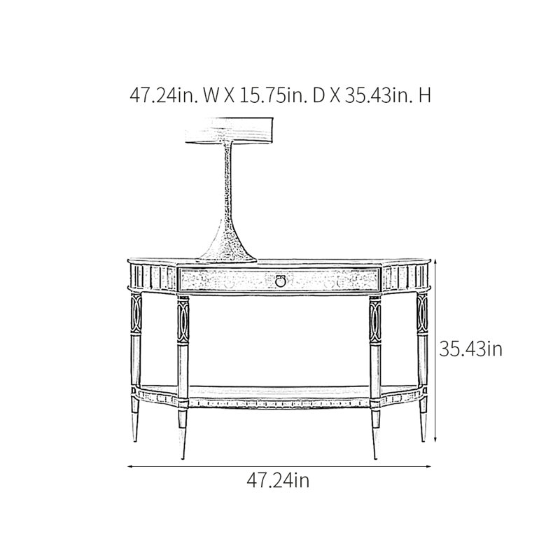 Retro Multifunctional Luxury Console Table, 35.43" H x 47.24" W x 15.75" D