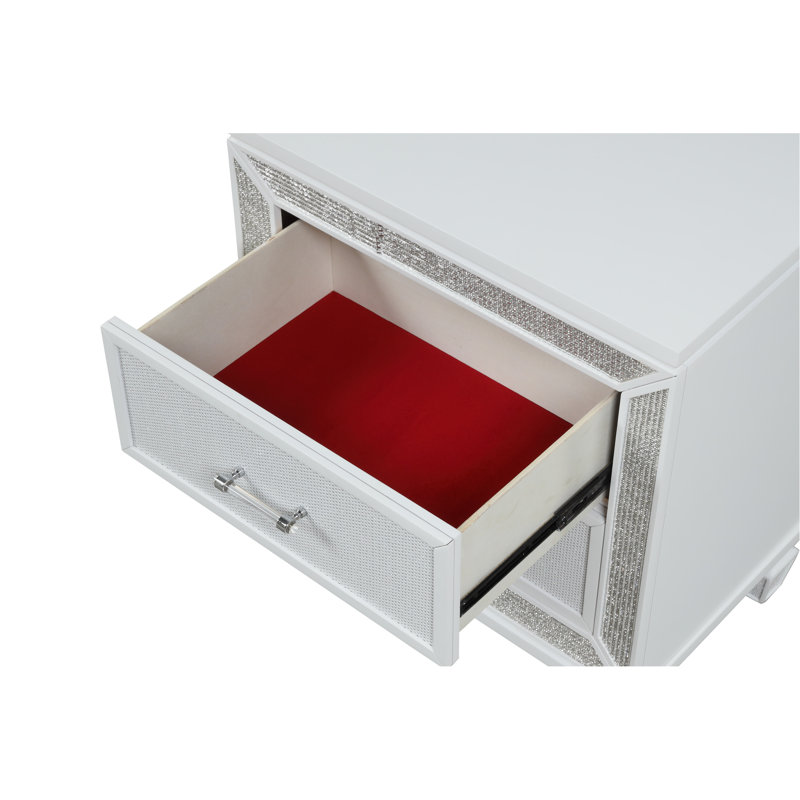 Table de chevet contemporaine 2 en blanc pour une chambre à coucher fonctionnelle et élégante en bois moderne avec tiroirs spacieux