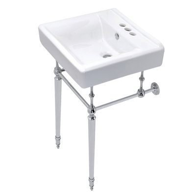 Kingston Brass Edwardian 20-Inch Porcelain Console Sink with Brass Legs (4-Inch, 3-Hole)