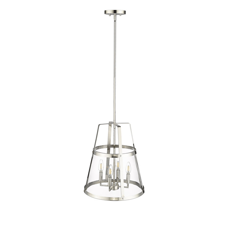 Luminaire suspendu conique à 4 lumières Yariely, Nickel poli