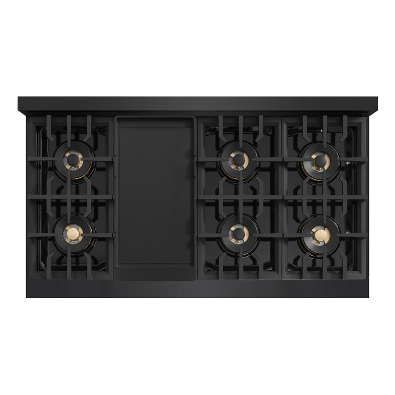 ZLINE 48 in. Classic Gas Range with 8 Burner DuoPro Cooktop and Dual Ovens with White Matte Doors, Black Stainless Steel