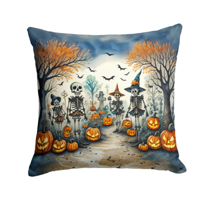 Calacas Skeletons Spooky Halloween Fabric Decorative Pillow