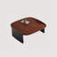 Table basse moderne carrée en bois massif bicolore avec base à deux pieds, largeur de 35,43 pouces