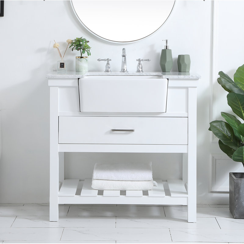 Meuble-lavabo simple 36 po Pelaghia, Blanc