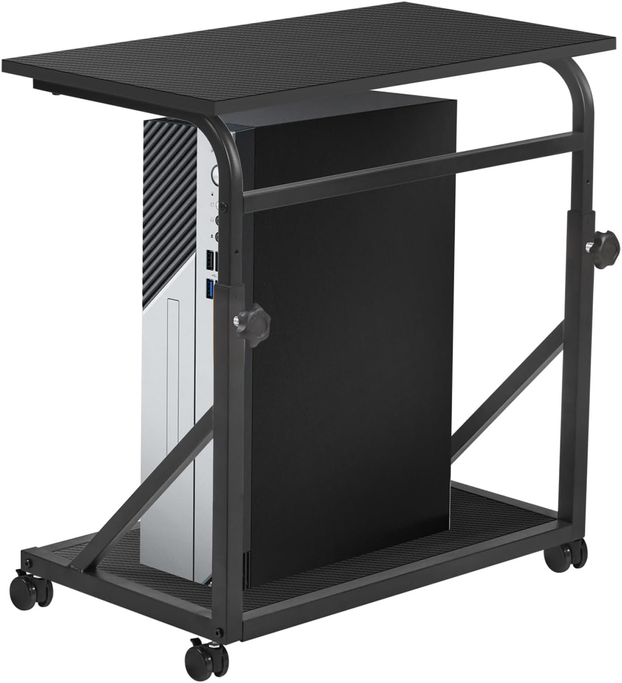 Co-t 2-Tier Adjustable Height Computer Tower Stand With Lockable Wheels ...