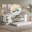 Lit de jour simple avec accoudoirs de rangement, lit gigogne et station de charge, blanc-338106636