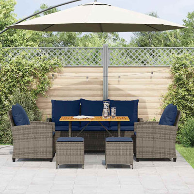  Ensemble de canapé de patio 6 pièces avec coussins en rotin de polyester