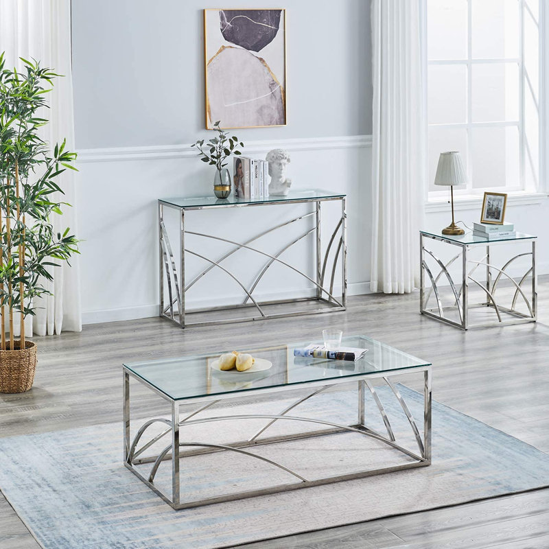 Table basse Marlies, Transparent, Chrome