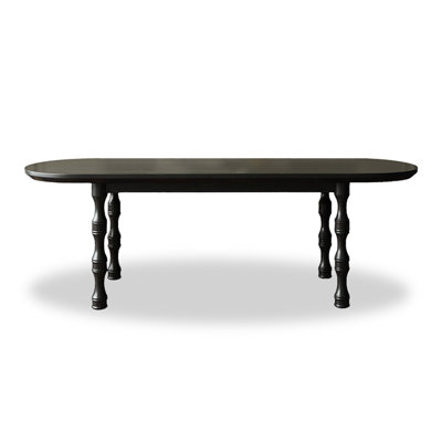 Black Oval Solid Wood Dining Table