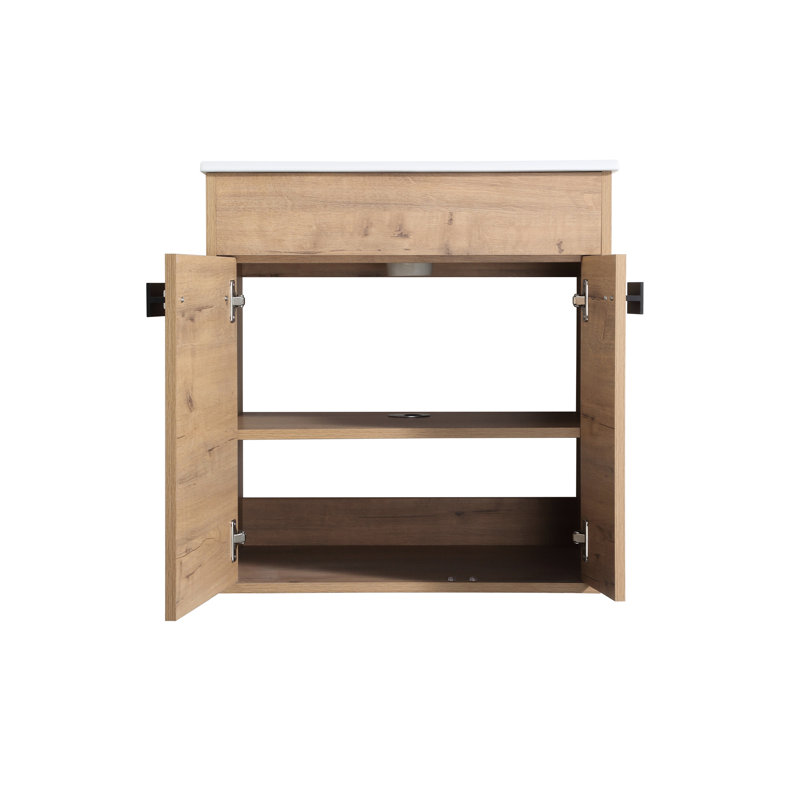 Armoire de meuble-lavabo 24 po avec charnière de porte souple silencieuse et rangement supplémentaire autoportant 24 po avec intérieur spacieux à fermeture silencieuse