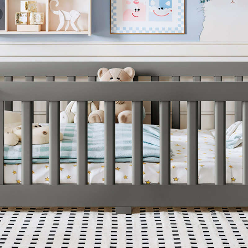 Lit double avec garde-corps et porte pour enfants, Lit double, Gris