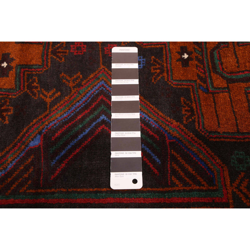 Tapis noir brûlé orange Teimani 4 pi 3 po x 6 pi 7 po