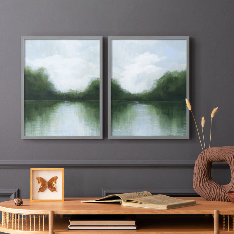 «Mossy Reflections I», reproduction encadrée de qualité supérieure - prête à être accrochée - aucun clou requis - aucun clou requis