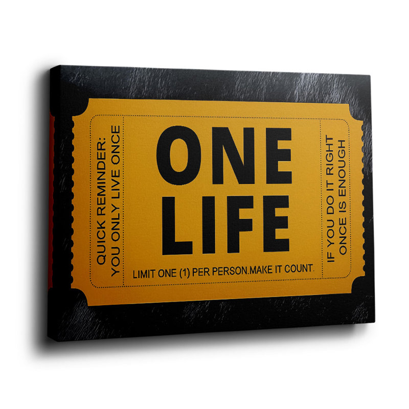 «One Life: Make It Count», art mural tendu sur toile de style billetterie pour Eclectic Studio