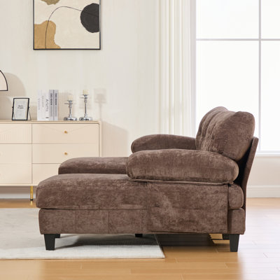 Canapé modulaire en U en chenille de 103,5 po avec double méridienne, poches de rangement et coussins d'accoudoirs pour le salon, brun