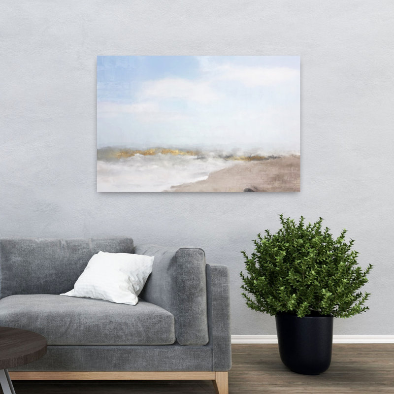 Plage sauvage, art marin contemporain abstrait, H 32 po x l 48 po