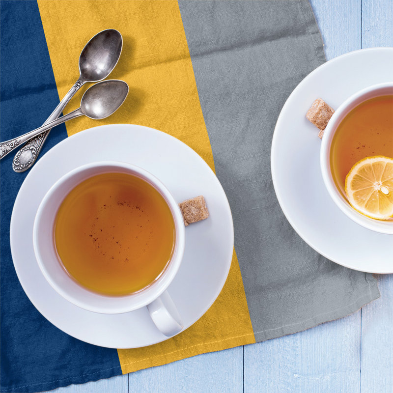 Anaheim Stripe Tea Towel Kitchen Towel, Cotton Twill, Navy Blue/Gold/Silver