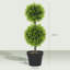 Set of 2 decorative artificial topiary ball-shaped boxwood trees in pot with cypress leaves