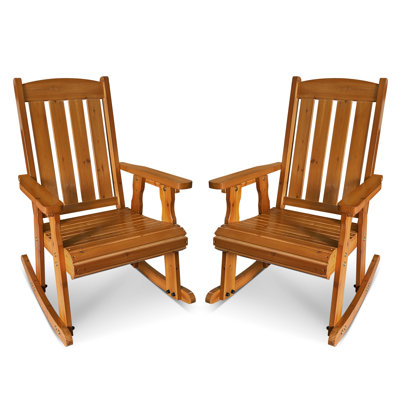 Wooden Rocking Chair with Comfortable Backrest Inclination by Red Barrel Studio