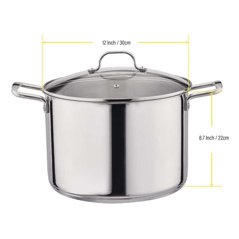 16-Quart Stainless Steel Stock Pot with Glass Lid