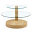 Table basse moderne à double couche de grain de bois moderne - Design polyvalent, plusieurs couleurs disponibles. Autocollant de panneau de densité, verre renforcé, comptoir ovale. W1151P233602