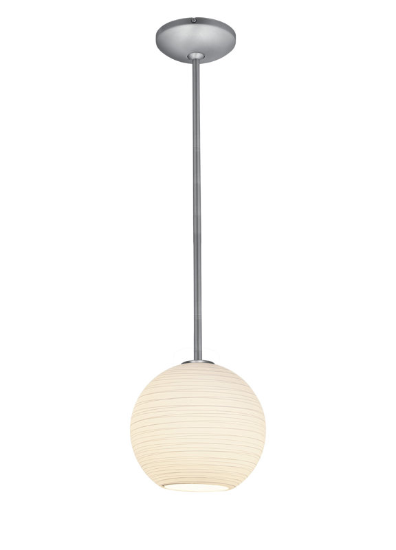 Weber 1 - Light Sphere Pendant, Brushed Steel, Rod, 54" H x 8" W x 8" D