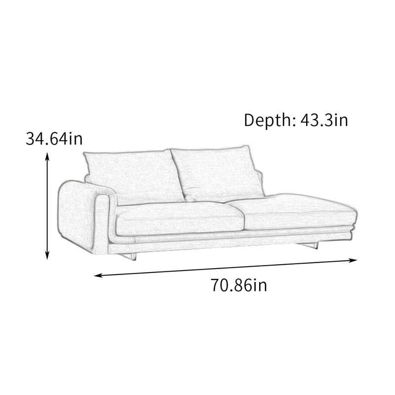 Chaise longue spacieuse avec éponge à rebond élevé, Orienté à gauche (vu de face)