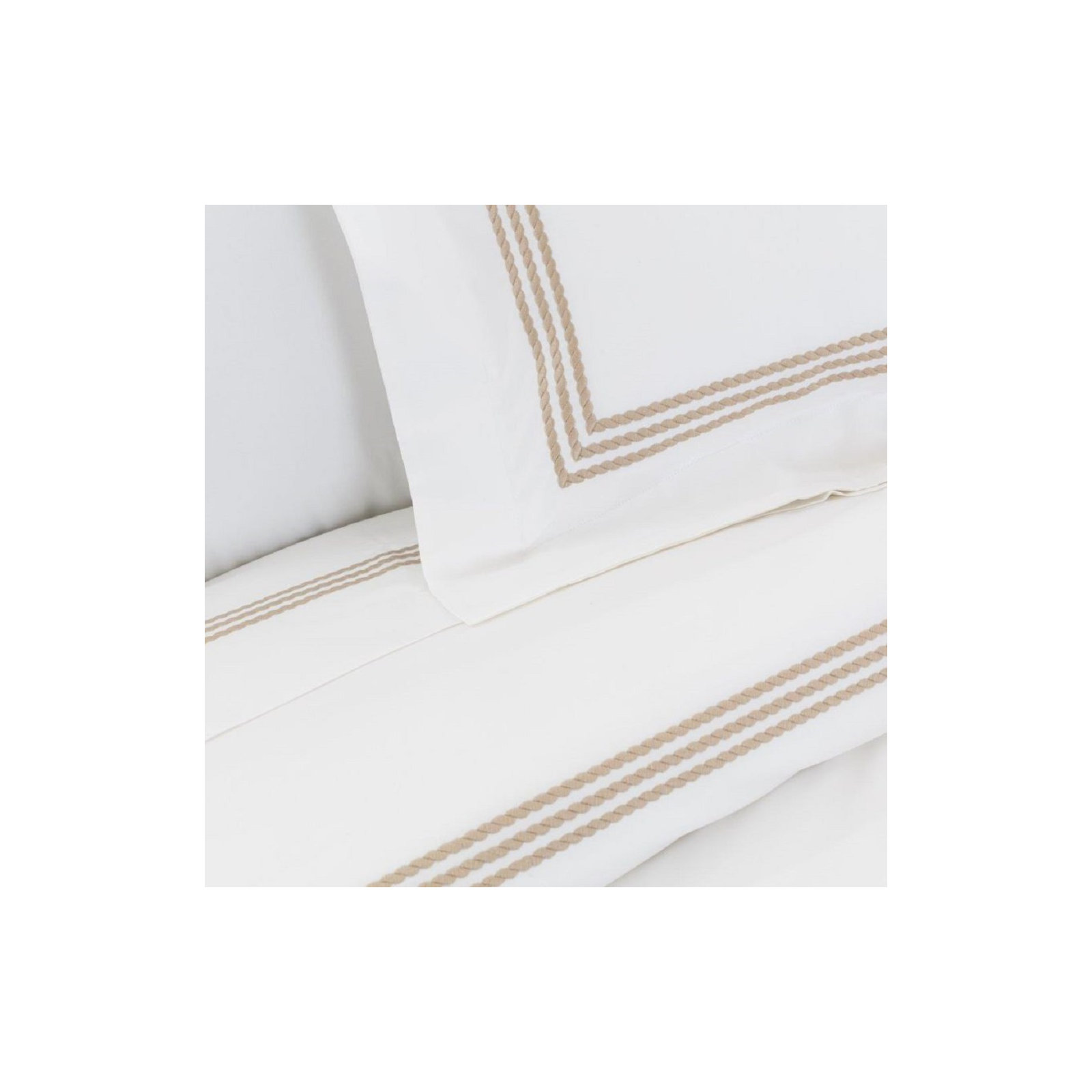 Janay Cotton Pillow Sham, Standard, Taupe / White
