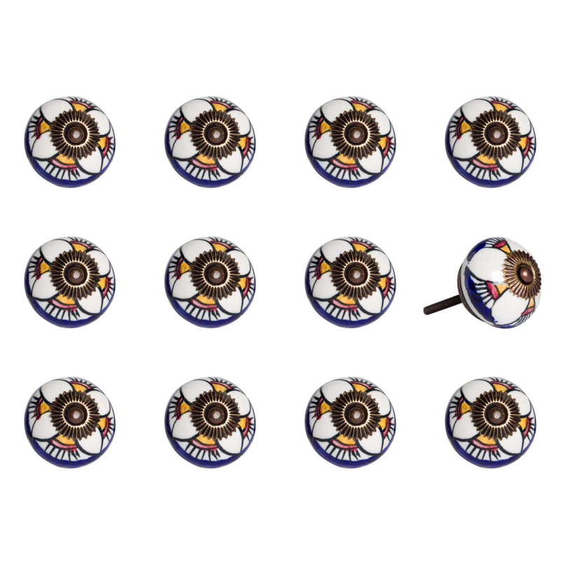 Paquet de 12 poignées multicolores en céramique / métal 1,5 po x 1,5 po x 1,5 po