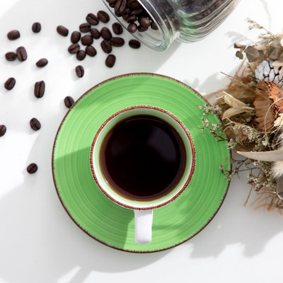 Ensemble de tasses à café en grès avec soucoupe Bonita (7 oz)