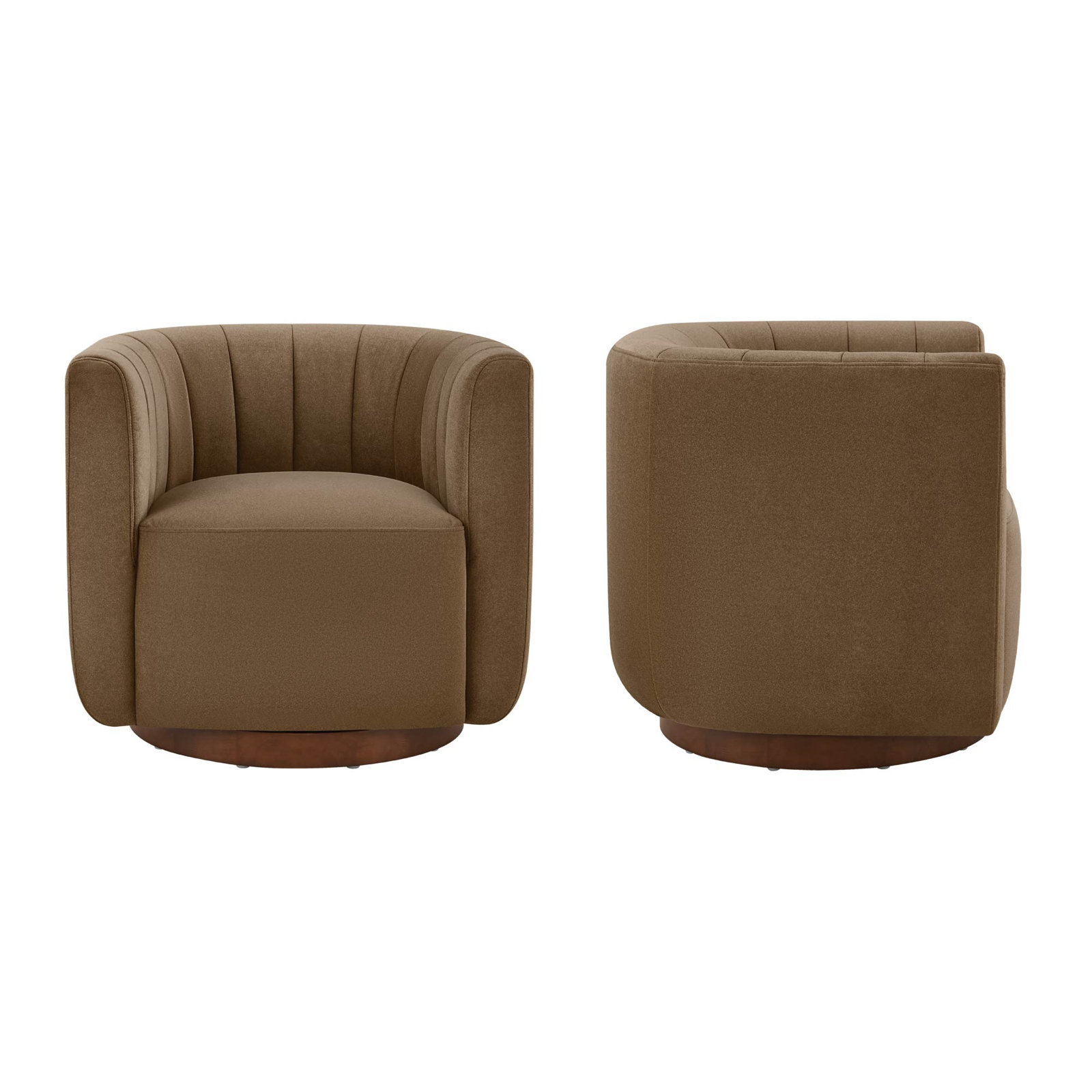 Upholstered Swivel Armchair(Set Of 2), Vesper Tobacco