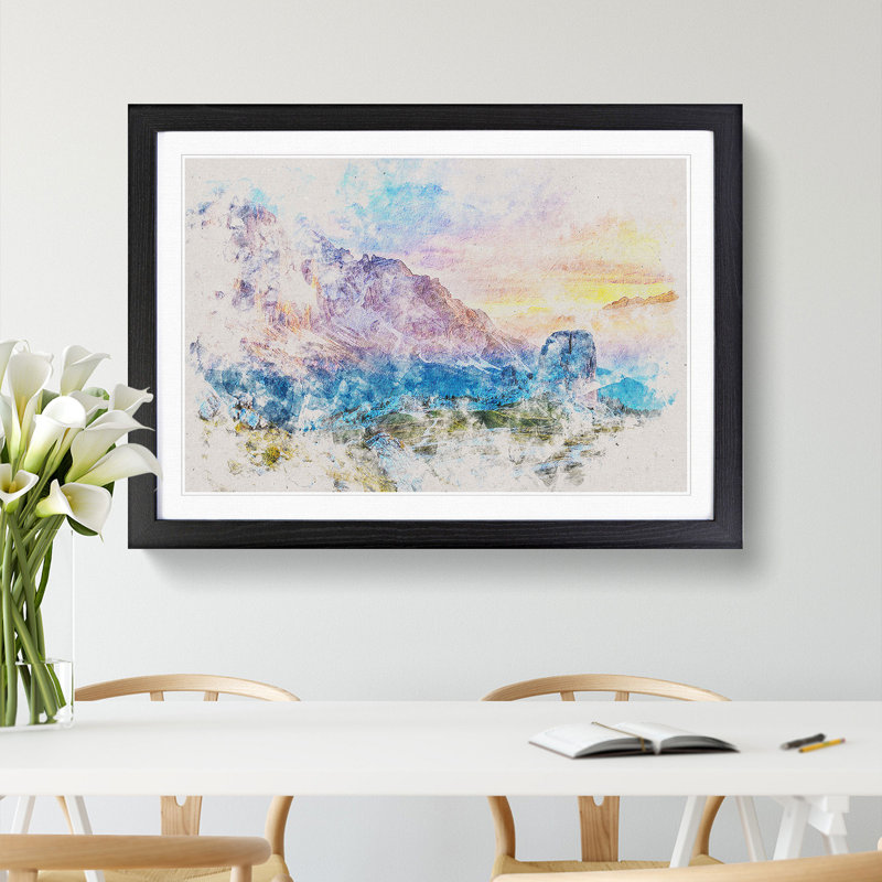 Mountain View - Picture Frame Painting Print, 62cm H x 87cm W x 2cm D, Black Framed