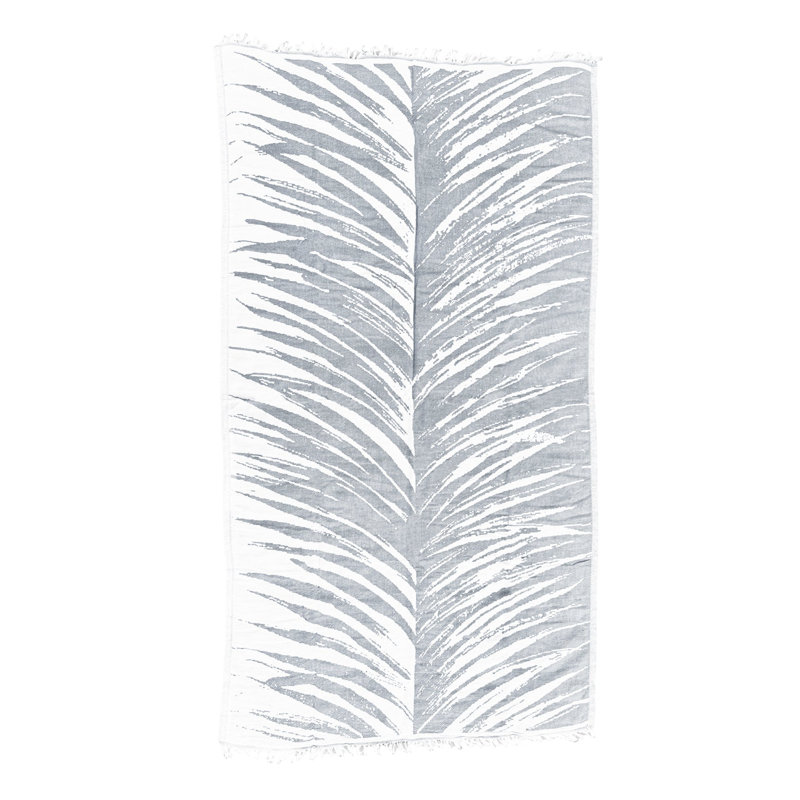 Serviette de plage tropicale en coton turc gris, Gris