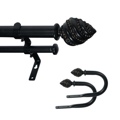 Calynn Overall Width x 1 inch Diameter Double Curtain Rod With Holdbacks