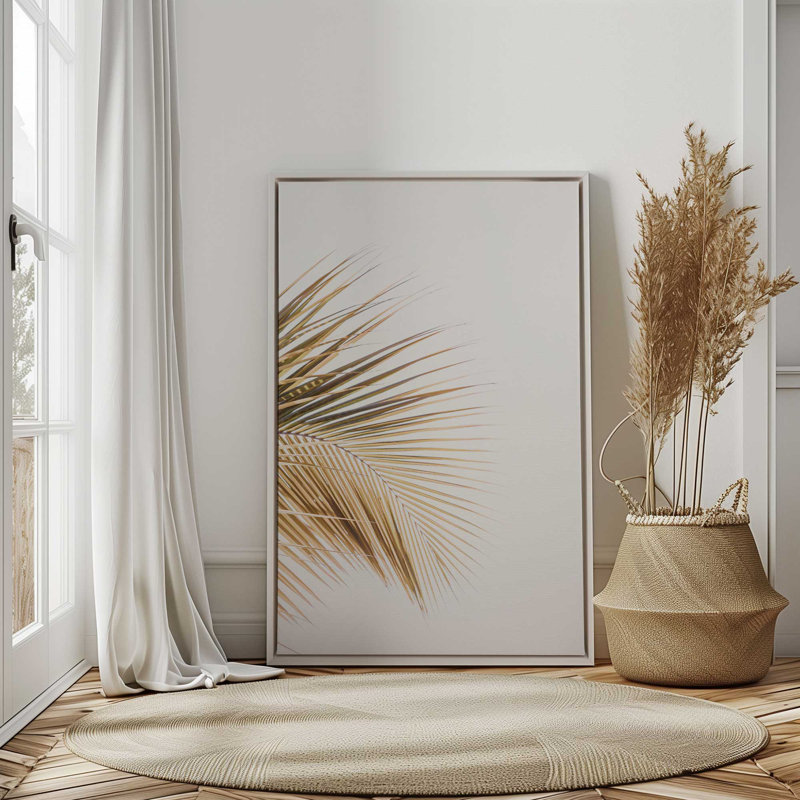 Palm Harmony, reproduction sur toile, H 30,75 po x l 20,75 po x P 1,75 po, Cadre flottant blanc opaque