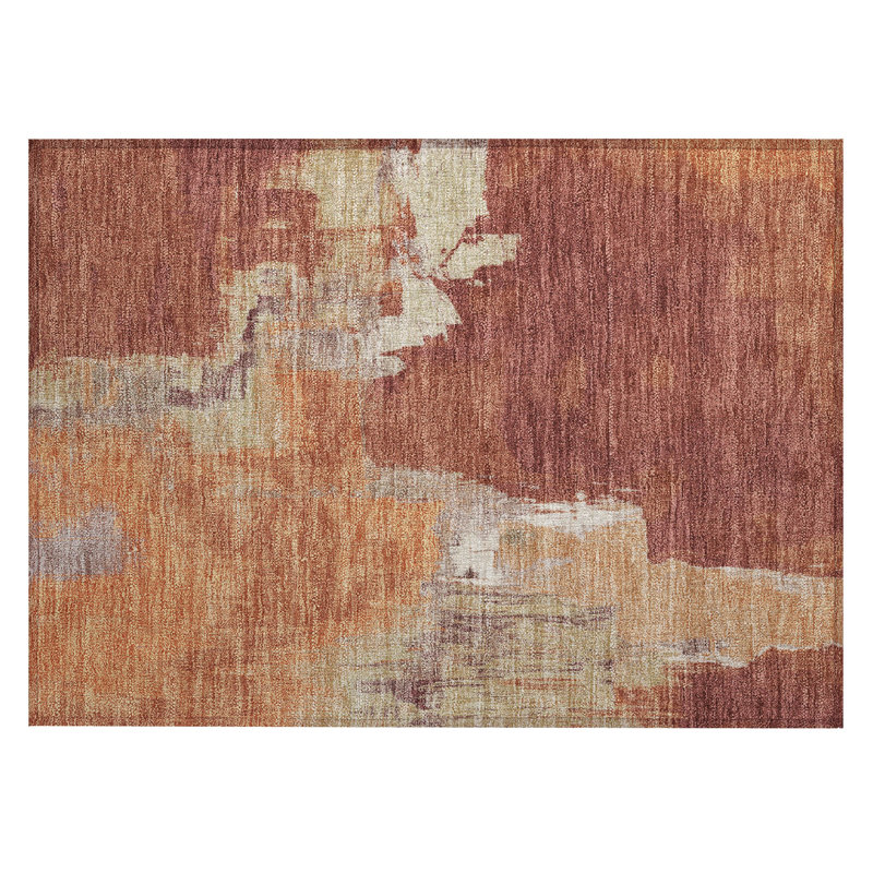 Machine Washable Indoor/Outdoor Christain ACN1335 Paprika Rug, Rectangle 1'8" x 2'6"