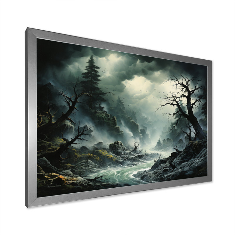 Tempête de rafales de chaos sur toile, H 34 po x l 44 po x P 1,5 po, Cadre simple argenté